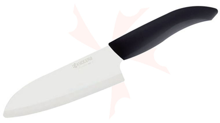 Kyocera Advanced Ceramics Revolution Santoku Knife 5.5 inch White Blade, Black Handle