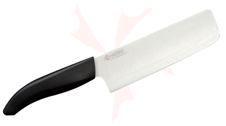 Kyocera Advanced Ceramics Revolution Nakiri Vegetable Knife 6 inch White Blade, Black Handle