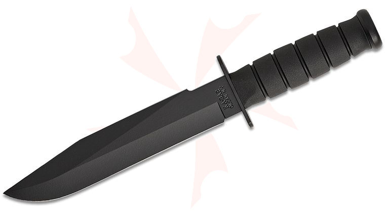 KA-BAR 1269 Fighter Knife Fixed 8.1 inch Black Plain Blade, Kraton G Handle, Hard Plastic Sheath