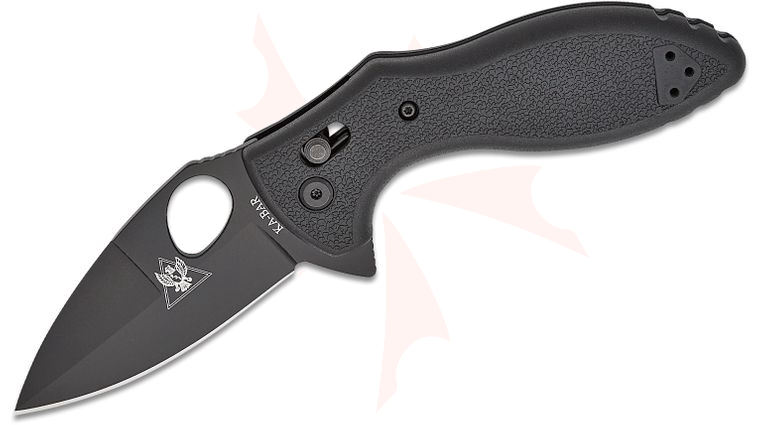 KA-BAR 2490 TDI Law Enforcement Crossbar Lock Flipper Knife 3 inch AUS-8 Black Spear Point Blade, Black GFN Handles