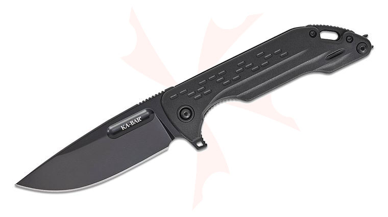 KA-BAR 3071 Mark 25 Liner Lock Flipper Knife 3.75 inch D2 Black Drop Point Blade, Black GFN Handles
