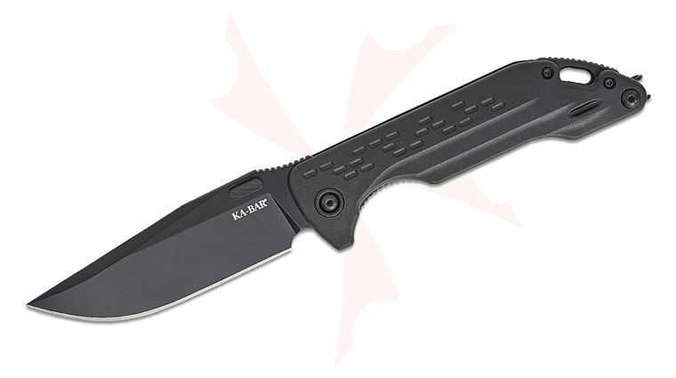 KA-BAR 3072T Warthog Liner Lock Folding Knife 3.75 inch D2 Black Clip Point Blade, Black GFN Handles