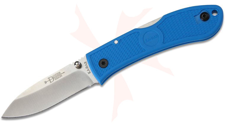 KA-BAR 4062BL Dozier Hunter Lockback D2 Folding Knife 3 inch D2 Satin Drop Point Blade, Blue Zytel Handles