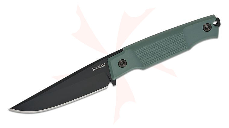 KA-BAR Petr Janda 5500 Apex Fixed Blade Knife 3.9 inch D2 Black Clip Point Blade, Green GFN Handles, Plastic Sheath