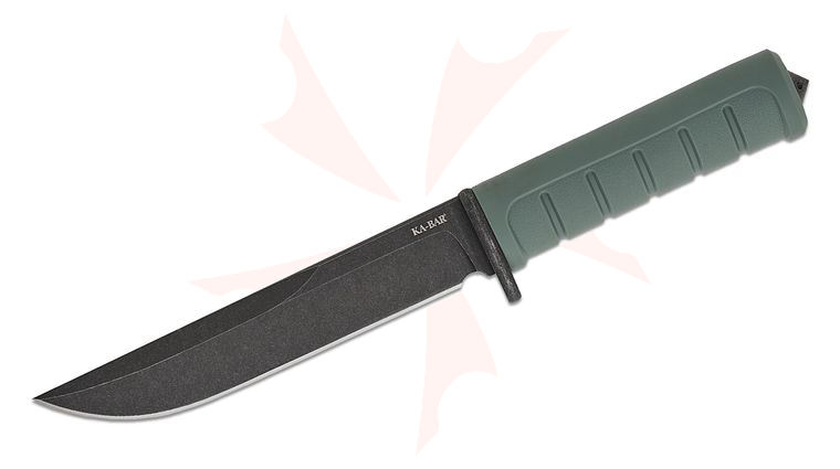 KA-BAR 6100 Dust I Fixed Blade Knife 6.13 inch D2 Black Clip Point Blade, Green GFN Handles, Plastic Sheath