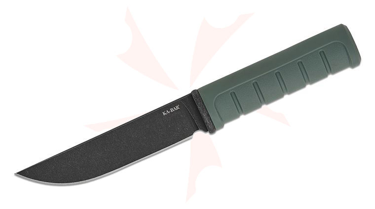 KA-BAR 6101 Dust II Fixed Blade Knife 5.25 inch D2 Black Clip Point Blade, Green GFN Handles, Plastic Sheath