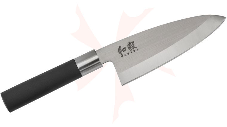KAI Wasabi 6 inch Deba Knife, Black Polypropylene Handle