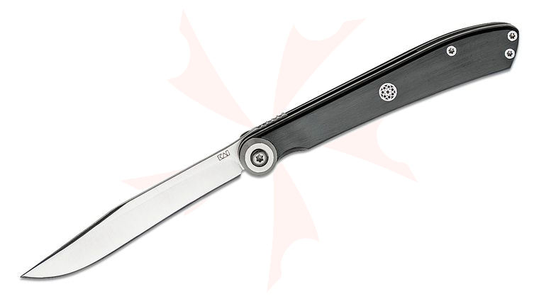 KAI 5700 Personal Folding Steak Knife 3.25 inch Satin Blade, Zytel Handles, Leather Sheath