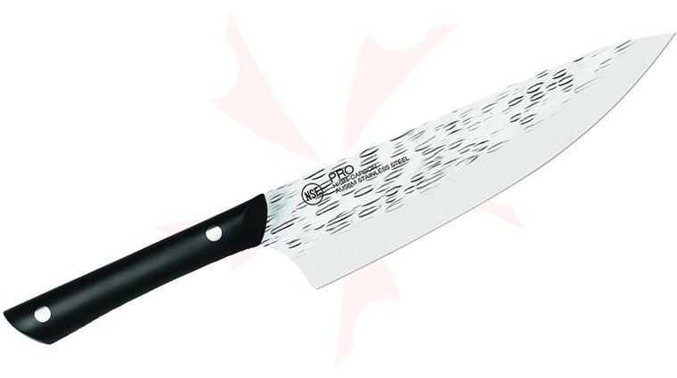 KAI PRO 8 inch Chef's Knife Hammered Finish Blade, Black POM Handles
