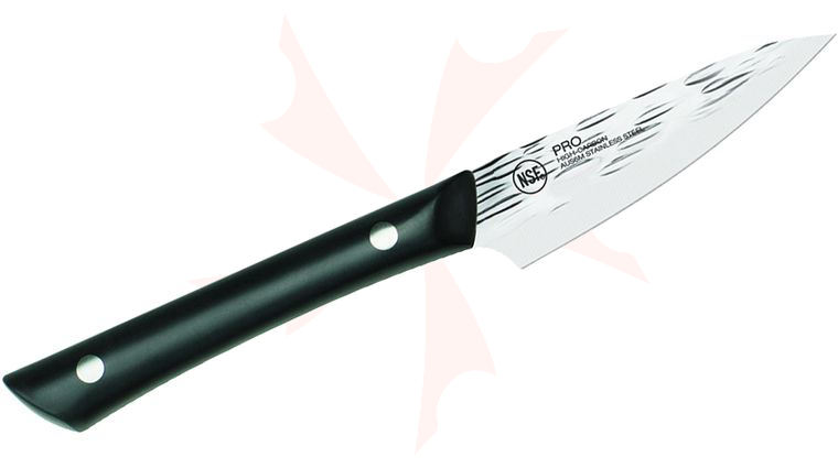 KAI PRO 3.5 inch Paring Knife Hammered Finish Blade, Black POM Handles