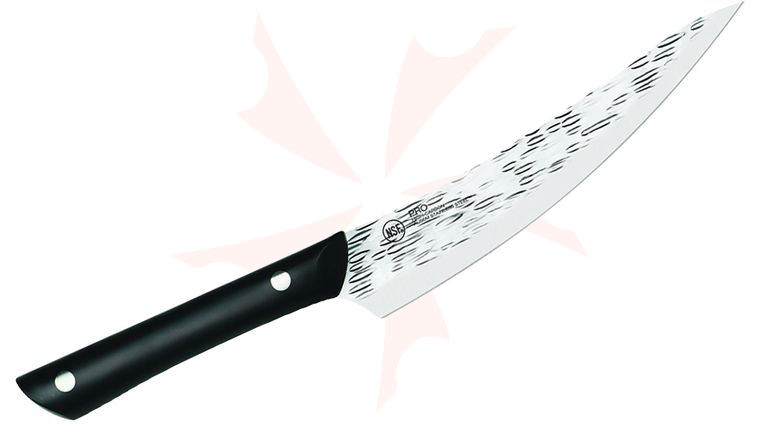 KAI PRO 6.5 inch Boning/Fillet Knife Hammered Finish Blade, Black POM Handles