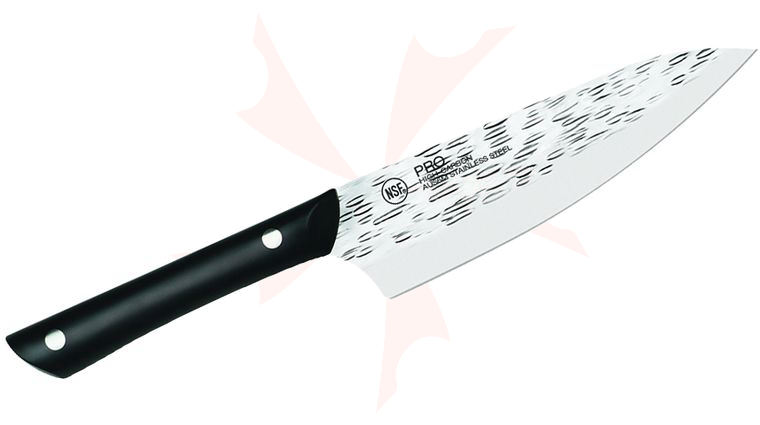 KAI PRO 6 inch Chef's Knife Hammered Finish Blade, Black POM Handles