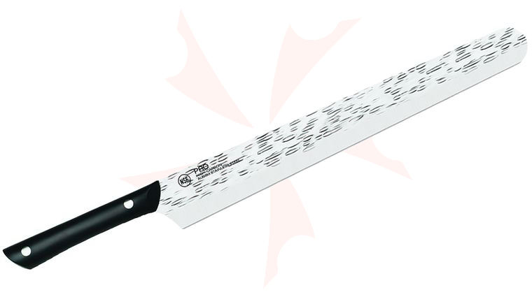 KAI PRO 12 inch Slicing/Brisket Knife Hammered Finish Blade, Black POM Handles