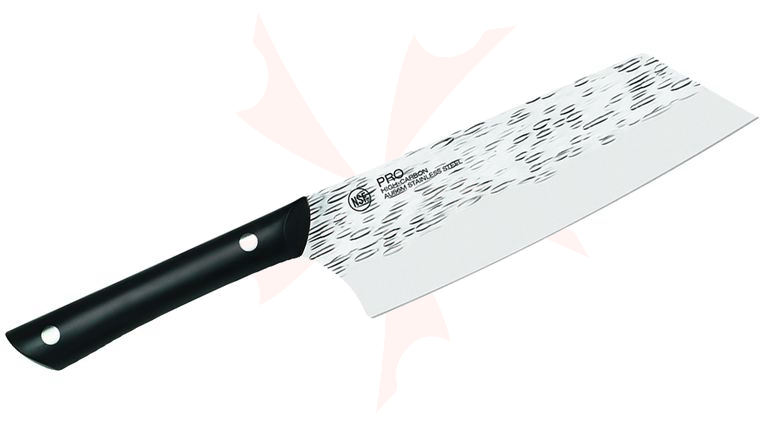 KAI PRO 7 inch Asian Utility Knife Hammered Finish Blade, Black POM Handles