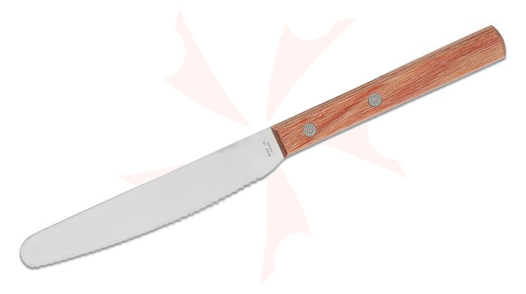 Kanetsune Serrated Spatula Spread Knife 4.75 inch High Carbon Stainless Steel Spreader Blade, Wood Handles