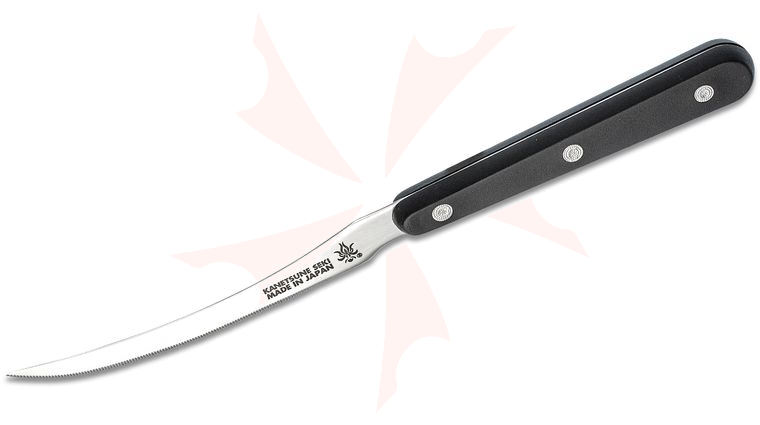 Kanetsune Tomato Slicer Fixed 4.21 inch 420J2 Mirror-Polished Slicer Blade, Black Resin Handle