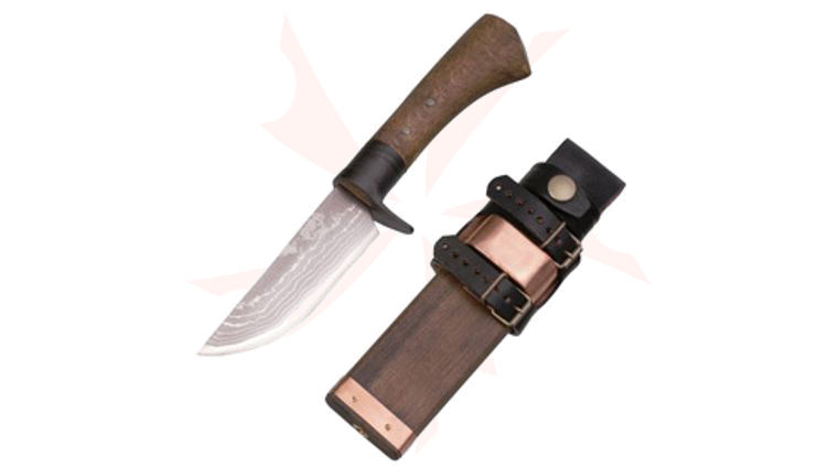 Kanetsune Sazanami w/4.73 Damascus Blade & Oak Handle