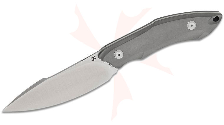 Kansept Knives Luccio Fixed Blade Knife 3.81 inch CPM-S35VN Satin Harpoon Point Blade, Gray Anodized Titanium Handles, Kydex Sheath