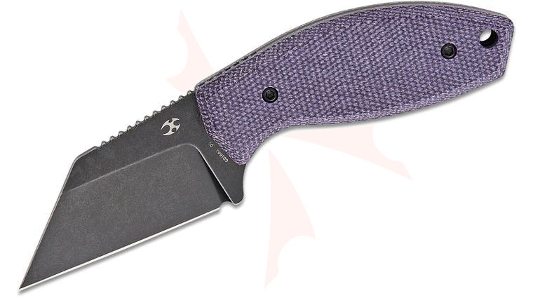 Kansept Knives Dirk Pinkerton Siafu Fixed Blade Knife 2.41 inch D2 Black Stonewashed Wharncliffe Blade, Purple Micarta Handles, Kydex Sheath