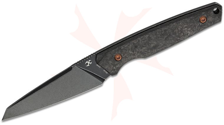 Kansept Knives Jonathan Styles Parr Fixed Blade Knife 3.12 inch CPM-S35VN Black Stonewashed Reverse Tanto Blade, Shred Carbon Fiber Handles,  Kydex Sheath