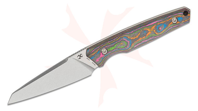 Kansept Knives Jonathan Styles Parr Fixed Blade Knife 3.12 inch CPM-S35VN Stonewashed Reverse Tanto Blade, 80's CamoCarbon Handles,  Kydex Sheath
