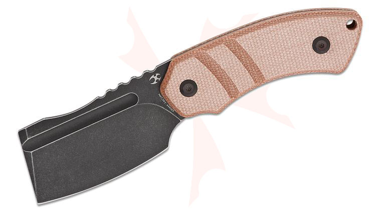 Kansept Knives Korvid S Fixed Blade Knife 2.90 inch 14C28N Black Stonewashed Cleaver Blade, Brown Canvas Micarta Handles, Kydex Sheath