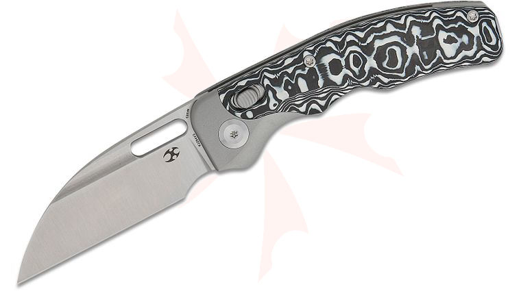 Kansept Knives Jacob Lundquist Vivid Folding Knife 3.04 inch CPM-S35VN Satin Wharncliffe Blade, Titanium and Black/White Carbon Fiber Handles