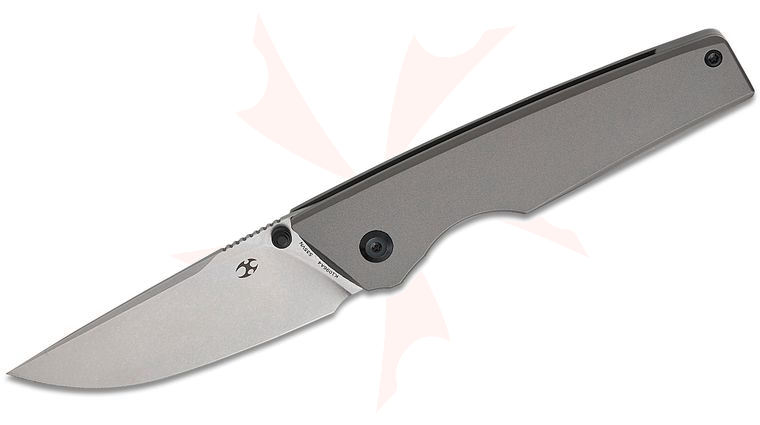 Kansept Knives Chimera Frame Lock Folding Knife 3.15 inch CPM-S35VN Stonewashed Drop Point Blade, Gray Anodized Titanium Handles