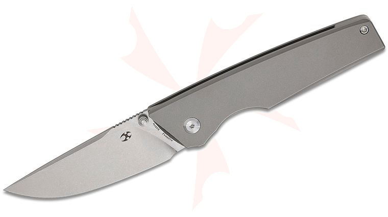 Kansept Knives Chimera Frame Lock Folding Knife 3.15 inch CPM-S35VN Stonewashed Drop Point Blade, Stonewashed Titanium Handles