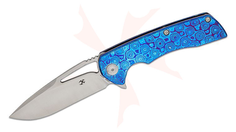 Kansept Knives Kryo Liner Lock Flipper Knife 3.58 inch S35VN Satin Drop Point Blade, Timascus Handles and Clip