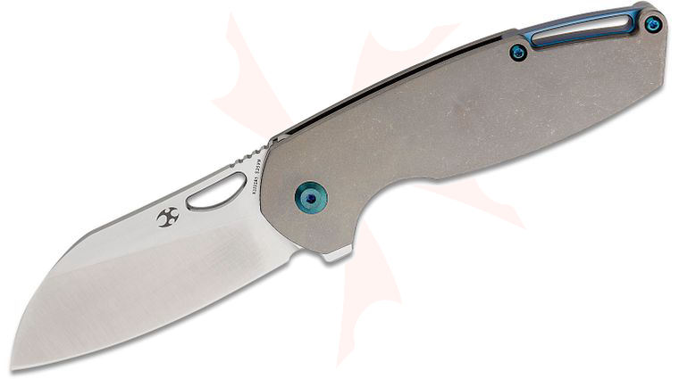 Kansept Knives Nick Swan Model 6 Flipper Knife 3.1 inch S35VN Satin Sheepsfoot Blade, Stonewashed Light Bronze Titanium Handles