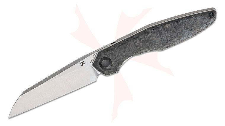 Kansept Knives James Arnold Halide Liner Lock Flipper Knife 3.2 inch S35VN Stonewashed Reverse Tanto Blade, Dark Matter Glow FatCarbon Handles
