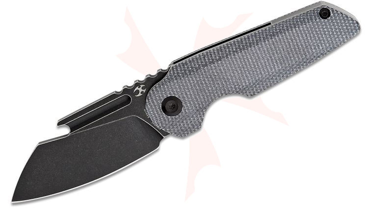 Kansept Knives Rafe Liner Lock Flipper Knife 2.6 inch CPM-S35VN Black Stonewashed Sheepsfoot Blade, Black Canvas Micarta Handles