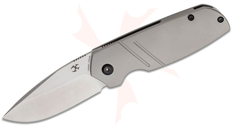 Kansept Knives Turaco Front Flipper 2.85 inch CPM-S35VN Satin Drop Point Blade, Bead Blasted Titanium Handles