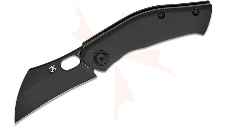 Kansept Knives Jonathan Shaw Osprey Frame Lock Front Flipper Knife 2.23 inch S35VN Black Hawkbill Blade, Black Titanium Handles