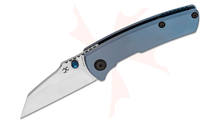 Kansept Knives Dirk Pinkerton Little Main Street Folding Knife 2.26 inch S35VN Satin Wharncliffe Blade, Blue Titanium Handles