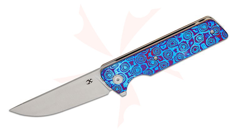 Kansept Knives Dirk Pinkerton Anomaly Liner Lock Flipper Knife 3.14 inch CPM-S35VN Satin Straight Back Blade, Timascus Handles and Clip 