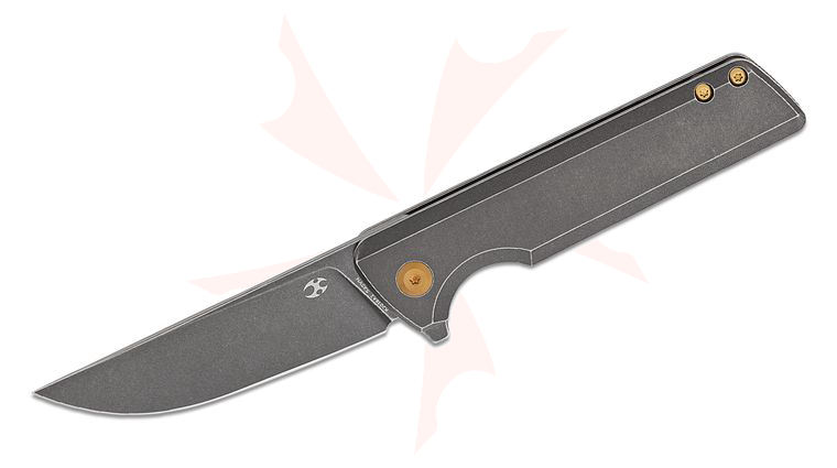 Kansept Knives Dirk Pinkerton Anomaly Frame Lock Flipper Knife 3.14 inch CPM-S35VN Black Stonewashed Straight Back Blade, Black Stonewashed Titanium Handles 