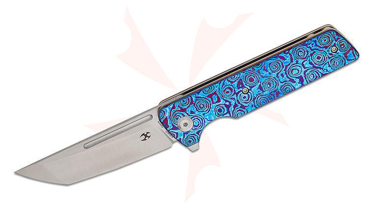 Kansept Knives Dirk Pinkerton Anomaly Liner Lock Flipper Knife 3.14 inch CPM-S35VN Satin Tanto Blade, Timascus Handles and Clip