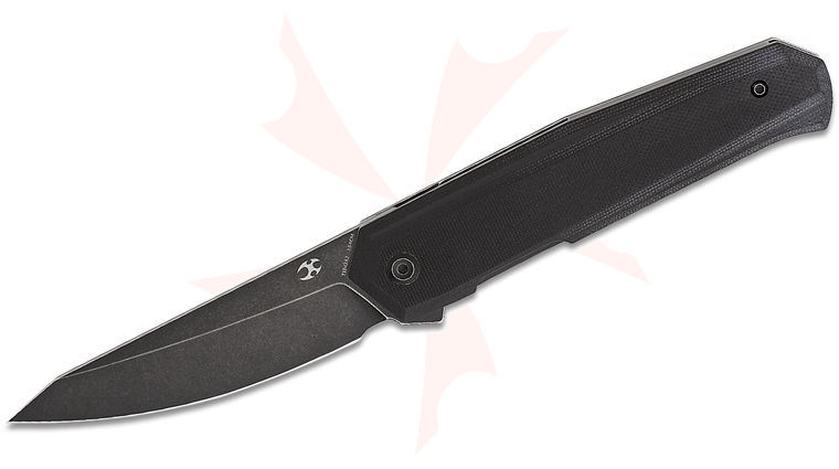 Kansept Knives Integra Liner Lock Flipper Knife 3.63 inch 154CM Black Stonewashed Drop Point Blade, Blue and Black G10 Handles