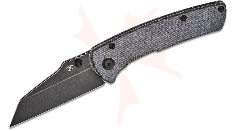 Kansept Knives Dirk Pinkerton Main Street Folding Knife 3.36 inch 154CM Black Stonewashed Wharncliffe Blade, Black Micarta Handles