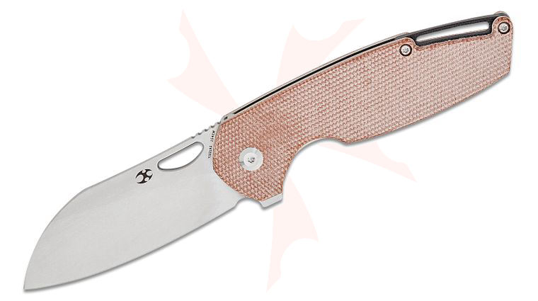 Kansept Knives Nick Swan Model 6 Liner Lock Flipper Knife 3.1 inch 154CM Stonewashed Sheepsfoot Blade, Brown Linen Micarta Handles