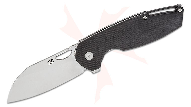 Kansept Knives Nick Swan Model 6 Liner Lock Flipper Knife 3.1 inch 154CM Stonewashed Sheepsfoot Blade, Black G10 Handles