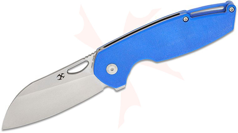 Kansept Knives Nick Swan Model 6 Liner Lock Flipper Knife 3.1 inch 154CM Bead Blasted Sheepsfoot Blade, Blue G10 Handles
