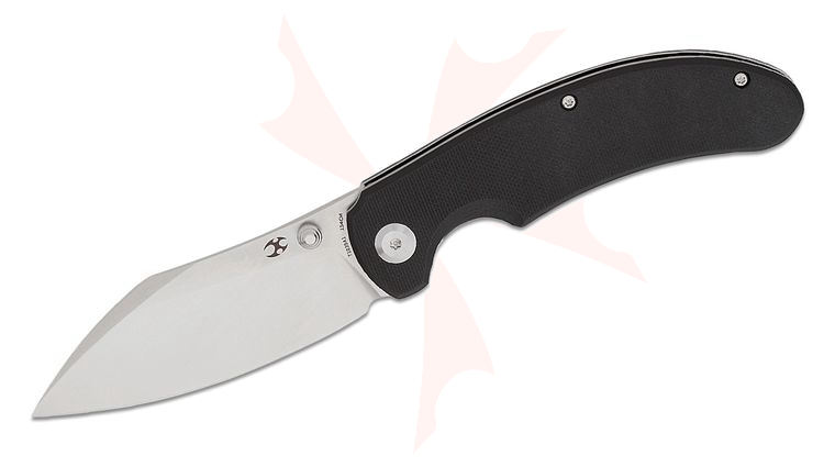 Kansept Knives Nesstreet Liner Lock Flipper Knife 3.58 inch 154CM Satin Sheepsfoot Blade, Black G10 Handles