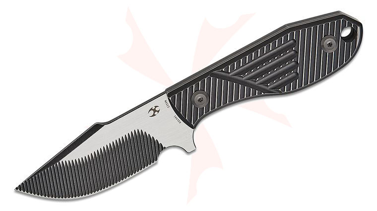 Kansept Knives JB Stout Tiny Dancer Fixed Blade Knife 3.17 inch CPM-S35VN Two-Tone Milled Harpoon Blade, Milled Black Stonewashed Titanium Handles, Kydex Sheath