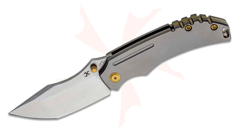 Kansept Knives Pelican EDC Folding Knife 3 inch CPM-S35VN Stonewashed Tanto Blade, Titanium Handles