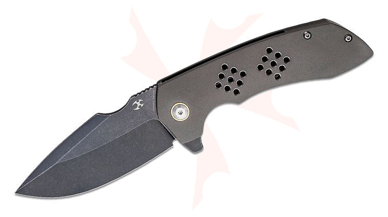 Kansept Knives Entity Flipper Knife 3.52 inch S35VN Black Drop Point Blade, Silicon Carbide Titanium Handles