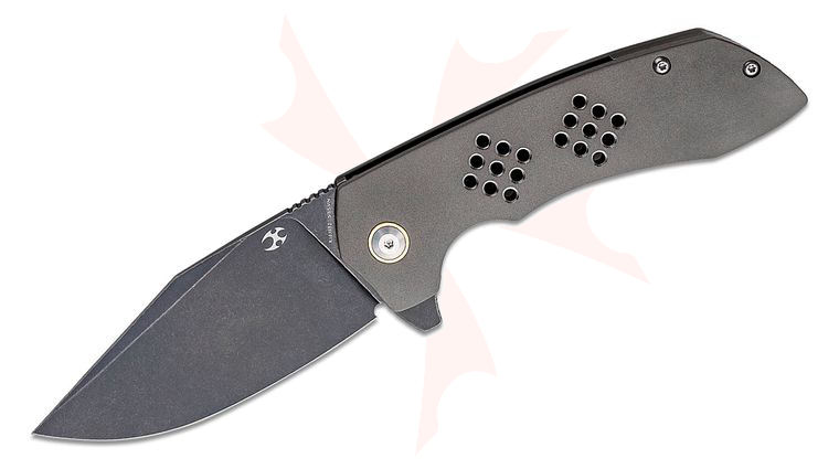 Kansept Knives Entity Flipper Knife 3.52 inch S35VN Black Clip Point Blade, Silicon Carbide Titanium Handles