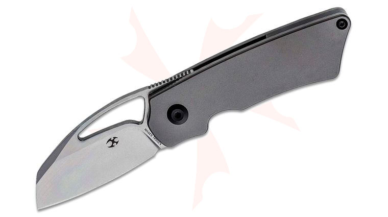 Kansept Knives Goblin Front Flipper 2.18 inch CPM-S35VN Stonewashed Sheepsfoot Blade, Titanium Handles